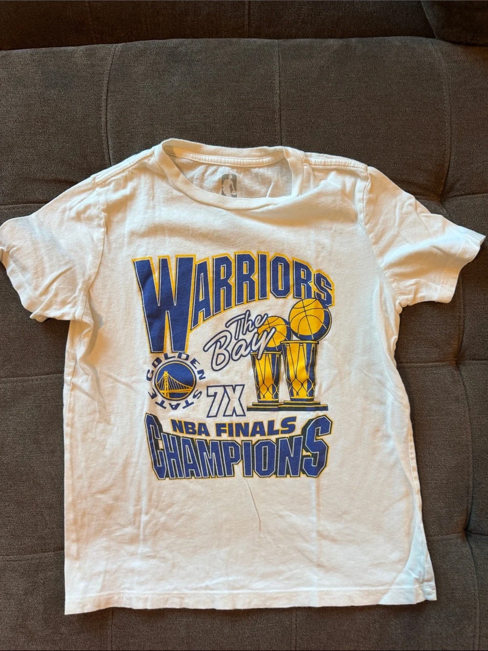 Old Navy White Kids Golden State Warriors Graphic Tee with Blue & Yellow Print